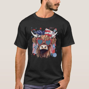 T-shirt Vache écossaise du 4 juillet Mignons garçons de fe