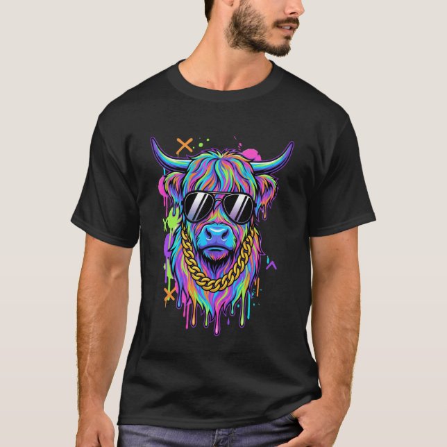 T-shirt Vache Écossaise Graffiti Fluff Around and Find Out (Devant)
