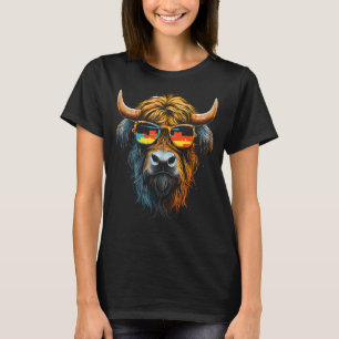 T-shirt Vache écossaise Highland avec lunettes de soleil R