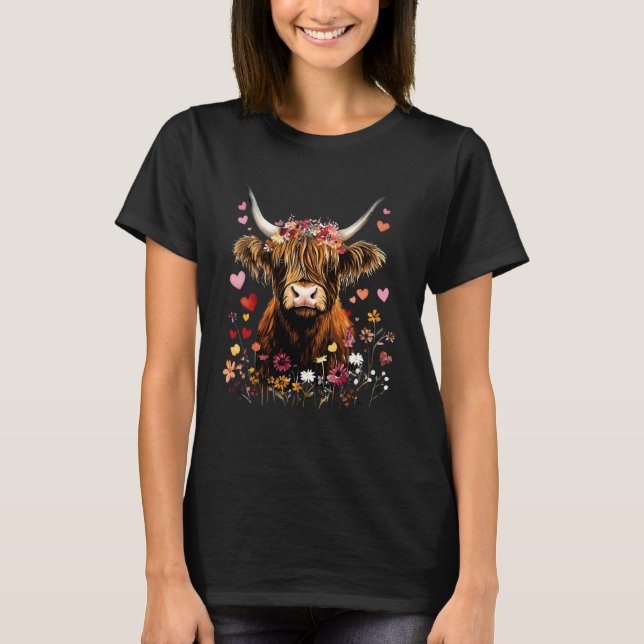 T-shirt Vache écossaise Highlander Chignon désordonné Vach (Devant)