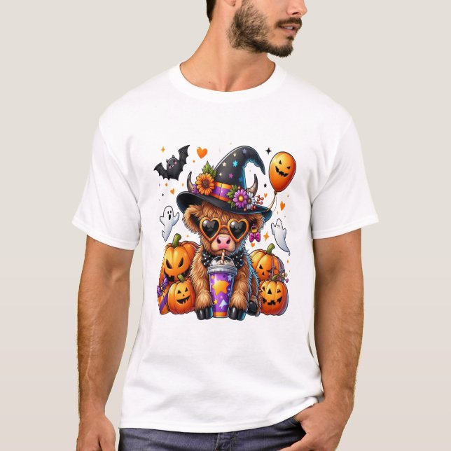 T-shirt Vache écossaise mignonne d'Halloween (Devant)