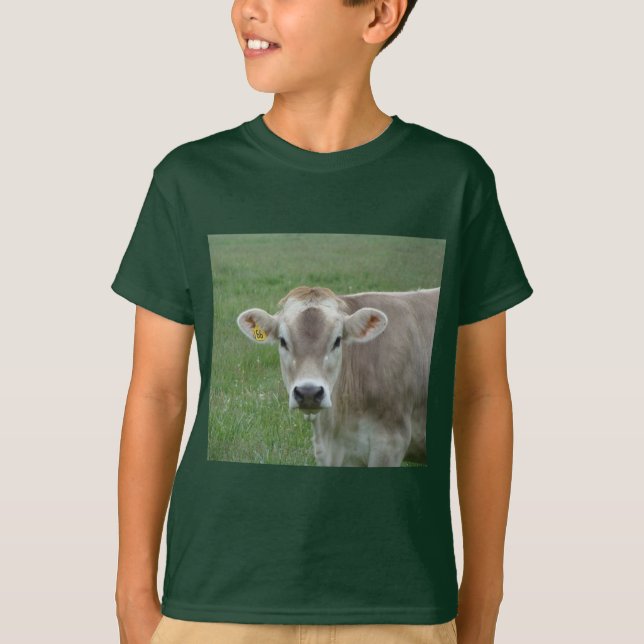 T-shirt Vache en jersey douce dans le pâturage (Devant)