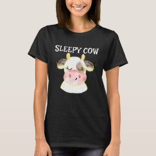 T-shirt Vache Endormie Noir Blanc Mignonne Meugle Vache