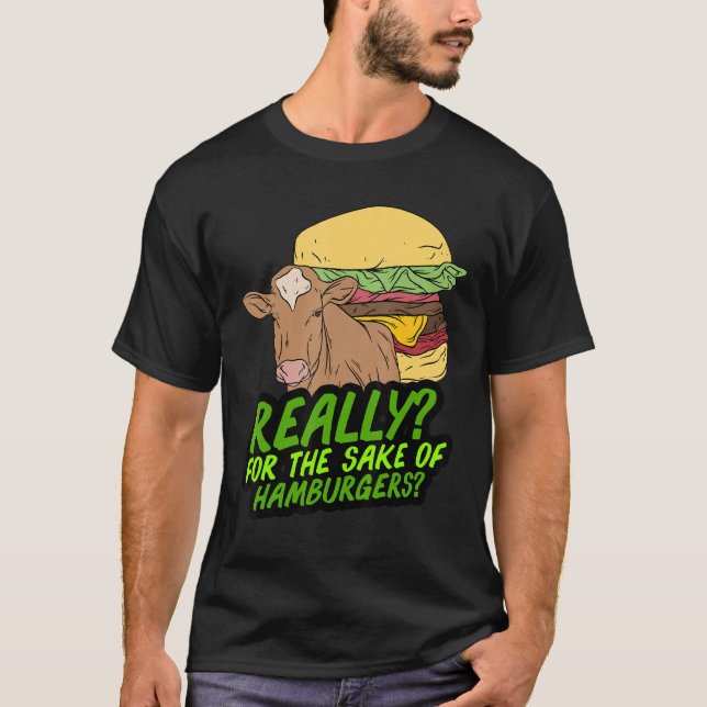 T-shirt Vache Et Burger Végétalien (Devant)
