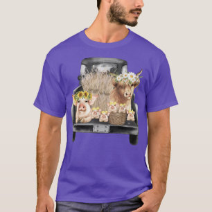T-shirt Vache Et Cochons Sur Voiture Ferme Animale Vintage