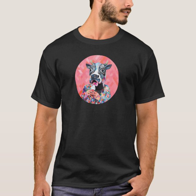 T-shirt Vache et crème glacée en réalité augmentée (Devant)