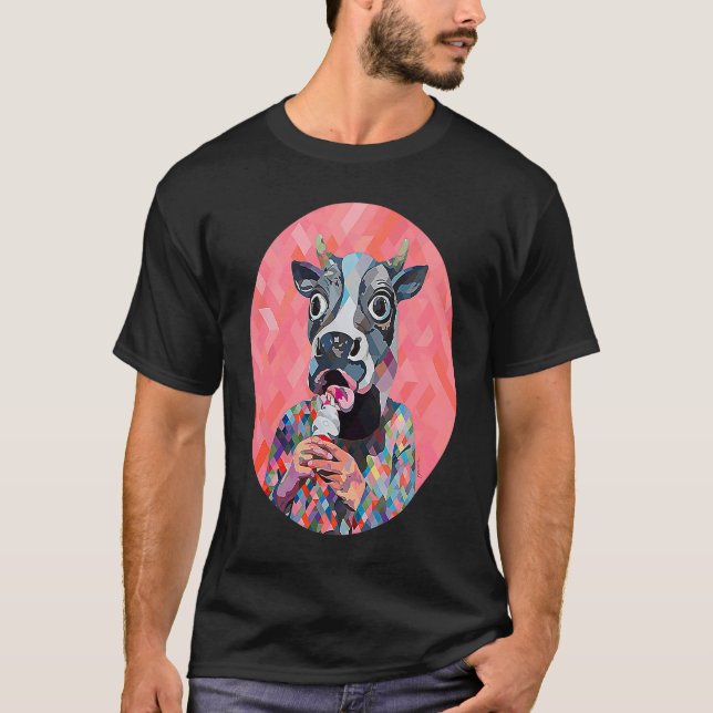 T-shirt Vache et glace en réalité augmentée (Devant)