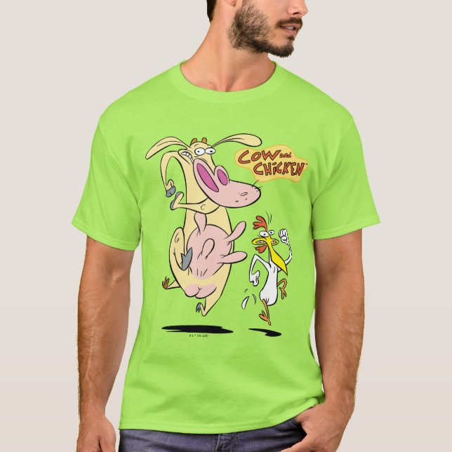 T-shirt Vache et poulet à courir graphique (Devant)
