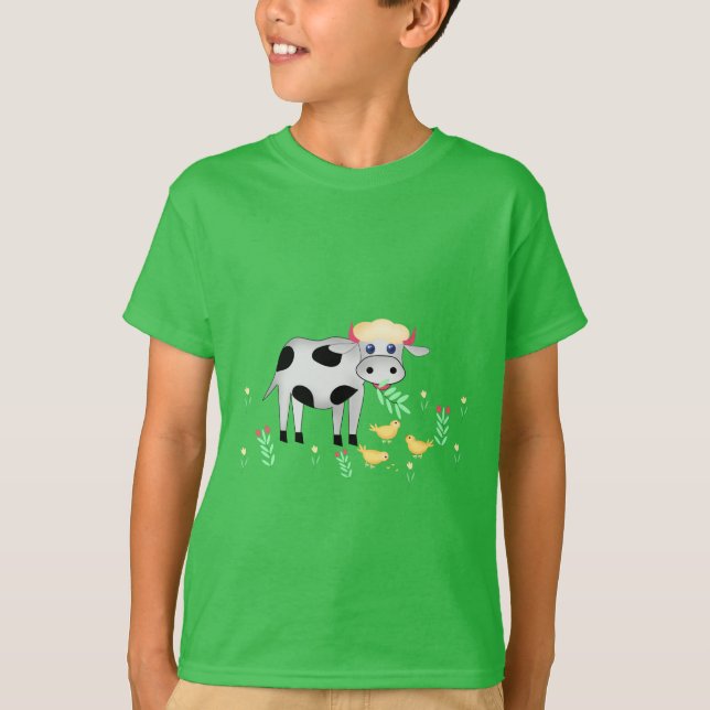 T-shirt Vache et poussins (Devant)