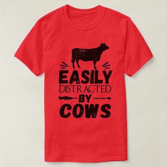 T-shirt Vache, Facilement Distrait Par Vaches Cool (Design devant)