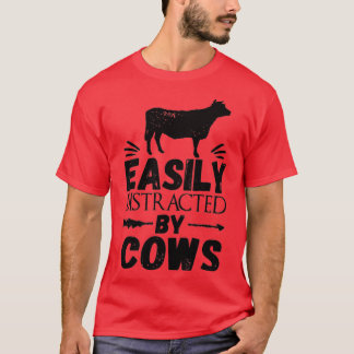 T-shirt Vache, Facilement Distrait Par Vaches Cool