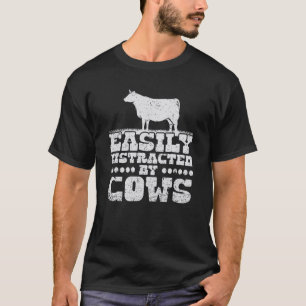 T-shirt Vache facilement distrait par vaches femmes hommes