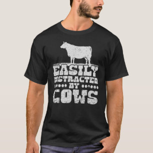 T-shirt Vache Facilement Distrait Par Vaches Femmes Hommes