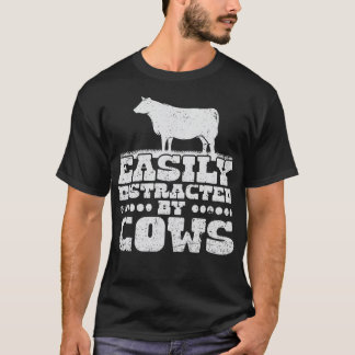 T-shirt Vache Facilement Distrait Par Vaches Femmes Hommes