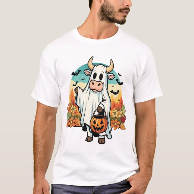 T-shirt Vache fantôme drôle d'Halloween (Devant)