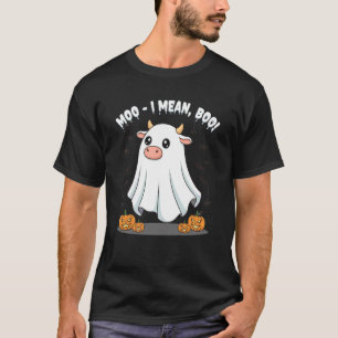 T-shirt Vache fantôme drôle d'Halloween, Boo je veux dire