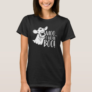 T-shirt Vache fantôme Halloween Moo je veux dire Boo