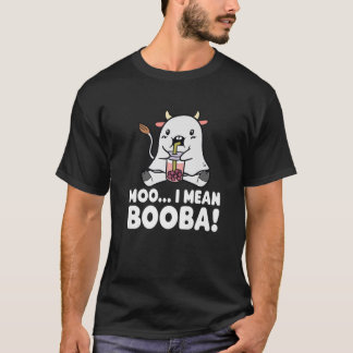 T-shirt Vache fantôme Kawaii Avec Costume De Thé Boba Pour