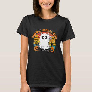 T-shirt Vache fantôme Moo Je veux dire Boo Citrouille Lune