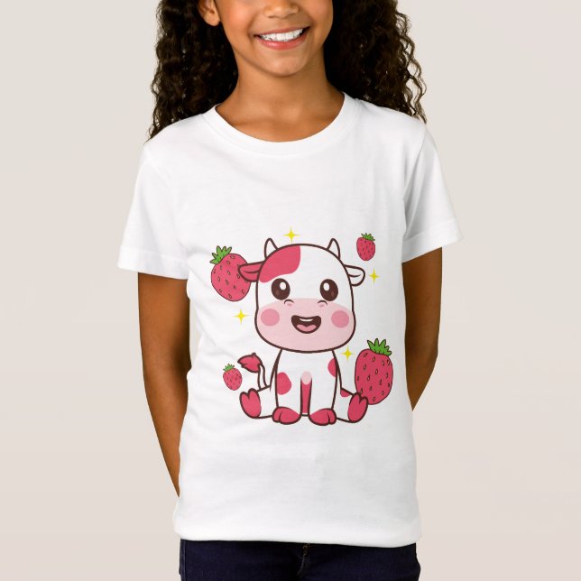 T-Shirt Vache fraise, Vache mignonne, Animal de compagnie  (Devant)