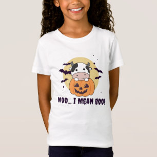 T-Shirt Vache Ghost Cute Kawaii Halloween Moo I Mean Boo