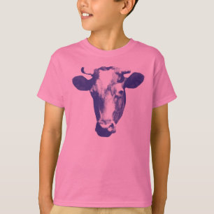 T-shirt Vache graphique Pop Art Violet