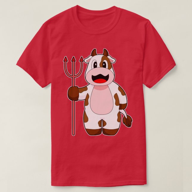 T-shirt Vache Halloween Devil Trident (Design devant)