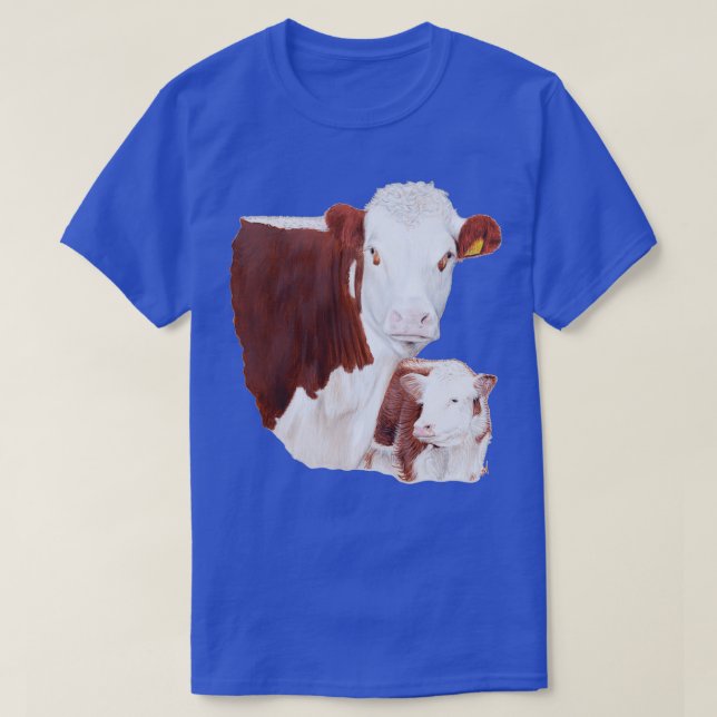 T-shirt Vache Hereford avec peinture de veau (Design devant)