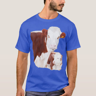 T-shirt Vache Hereford avec peinture de veau