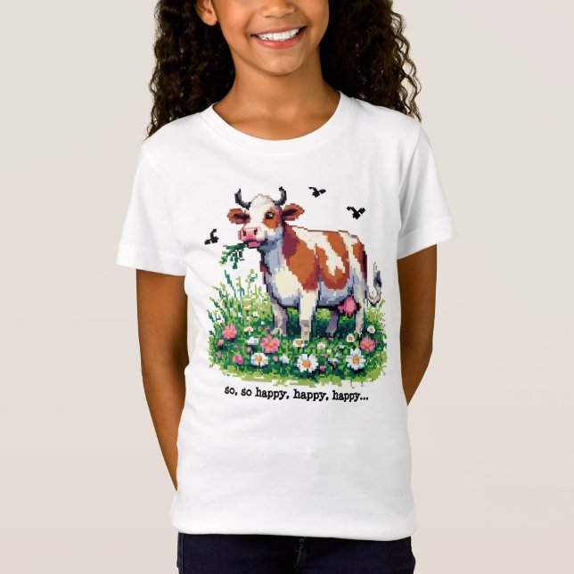 T-Shirt "Vache heureuse" Pixel-Art (Devant)