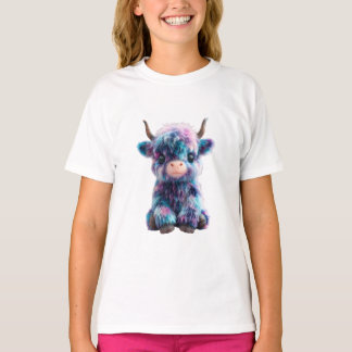 T-shirt Vache Highland Arc-en-Ciel Douce Enfants