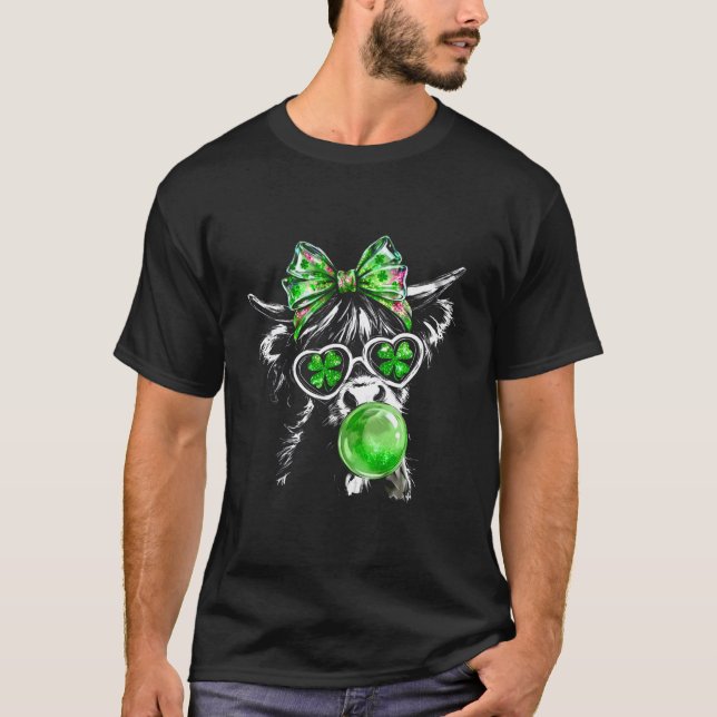 T-shirt Vache Highland Coquette Fête de la Saint-Patrick C (Devant)