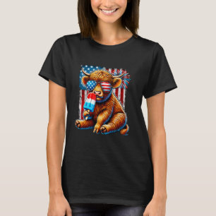 T-shirt Vache Highland Cow sucette pyrotechnique USA Ame d