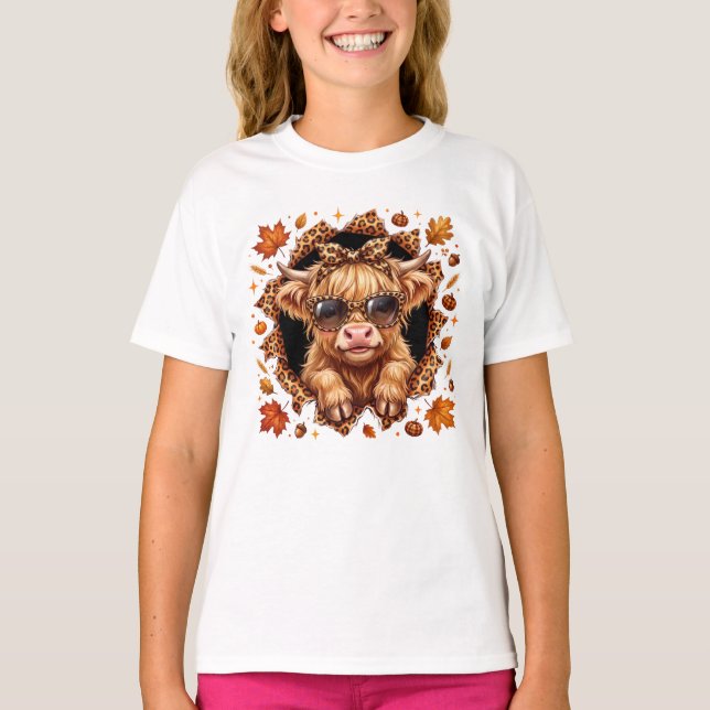 T-shirt Vache Highland d'automne (Devant)