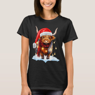 T-shirt Vache Highland Écossaise de Noël Enveloppée Dans N