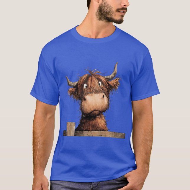T-shirt Vache Highland Écossaise Mignonne Imprimée Jack à  (Devant)