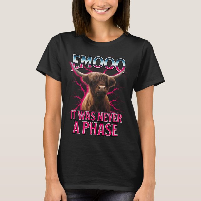 T-shirt Vache Highland Emo Drôle - Emo ce n'était jamais u (Devant)