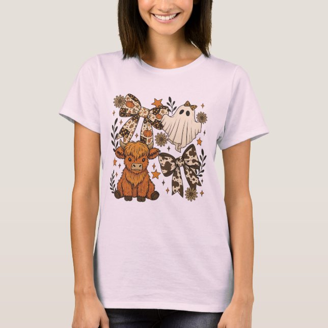 T-shirt Vache Highland et fantôme avec vaches Western (Devant)