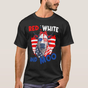 T-shirt Vache Highland Moorica Rouge Blanc et Moo 4 juille