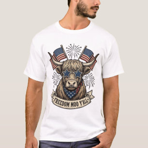 T-shirt Vache Highland Patriotique Chemise 4 Juillet Y'all