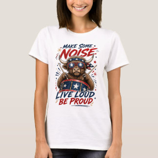 T-shirt Vache Highland Patriotique Graphique Vive Fort