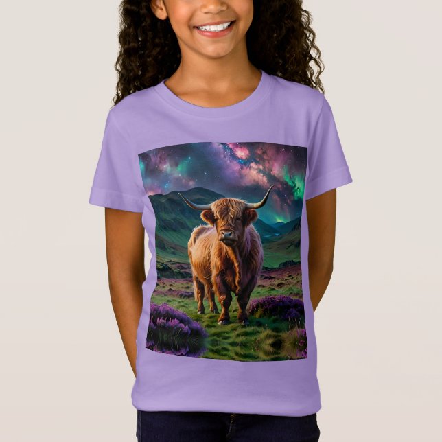 T-Shirt Vache Highland Under The Stars (Devant)