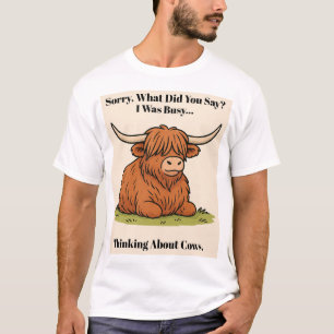 T-shirt Vache highlandaise 1 - Occupé à penser aux vaches