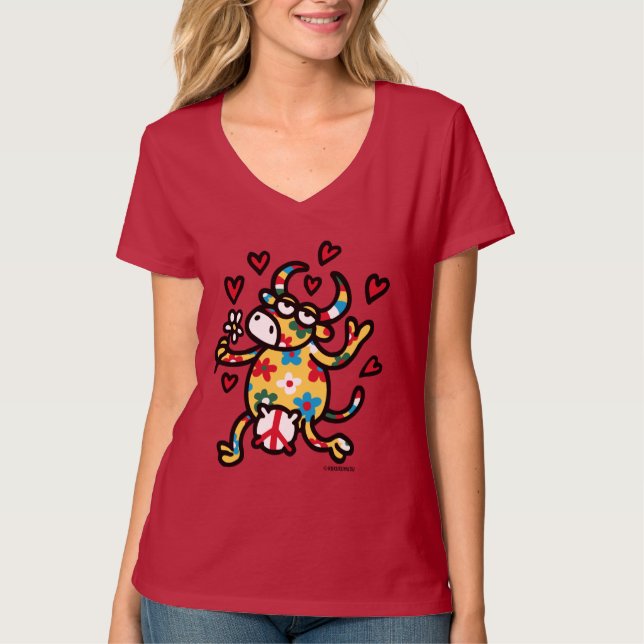 T-shirt Vache Hippie (Devant)