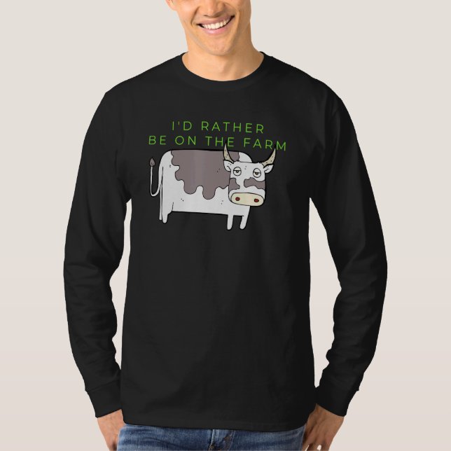 T-shirt Vache Identifiant Plutôt Être Sur L'Animal De Ferm (Devant)