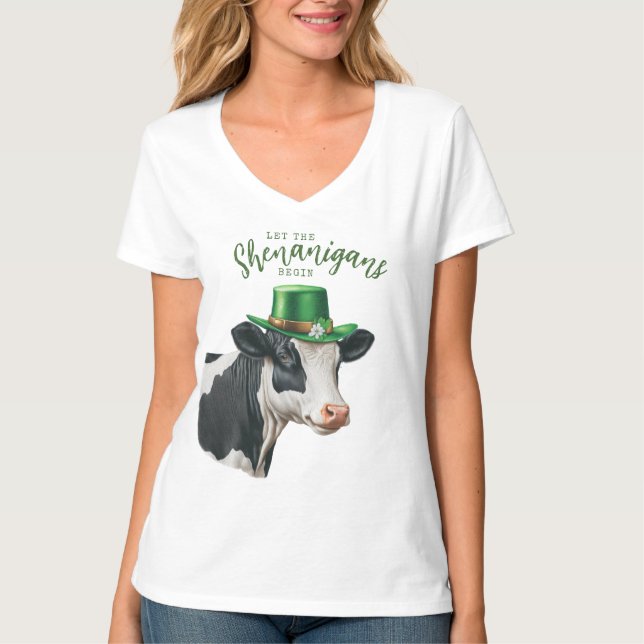 T-shirt vache irlandaise | Que les Shenanigans commencent (Devant)