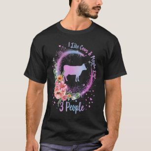 T-shirt Vache J'aime les vaches et peut-être 3 personnes A