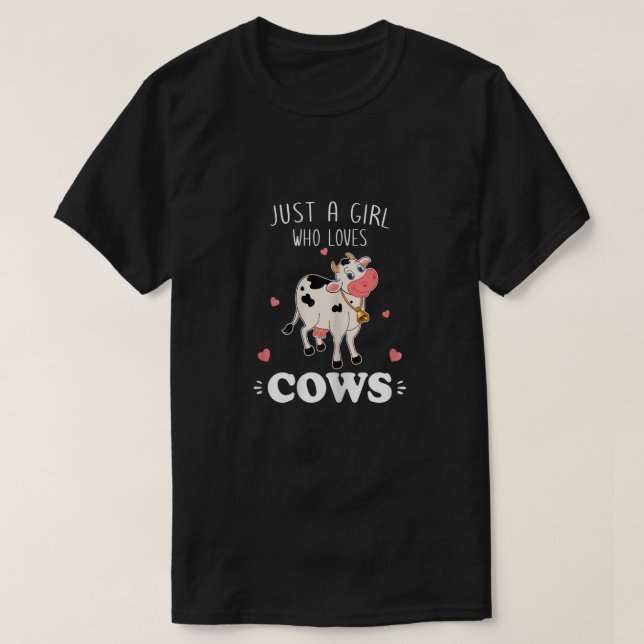 T-shirt Vache Juste Une Fille Qui Aime Les Vaches (Design devant)