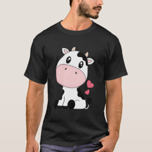 T-shirt Vache Kawaii mignonne Imprimer Vache blanche noire