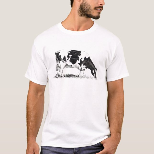 T-SHIRT VACHE LAITIÈRE, ART DE CRAYON (Devant)